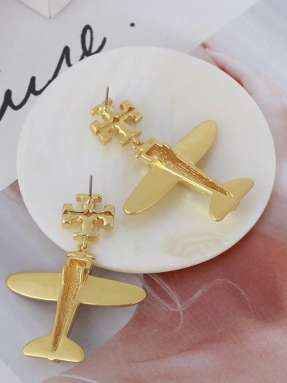 Tory Burch Gold Airplane Drop Earrings NWT